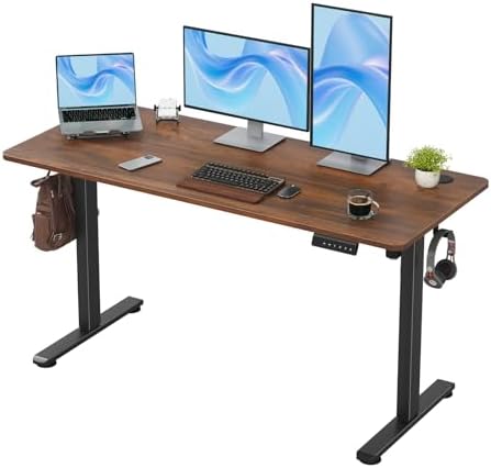 （12:30時点） STARY 電動昇降デスク スタンディングデスク メモリー機能付き 静音設計 耐荷重100kg 昇降式デスク パソコンデスク オフィスデスク 作業机 テレワーク対応【幅140×奥行き60×高さ72-120cm】 ブラウン(天板) / ブラック(足)