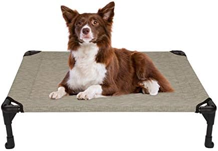 veehoo Cooling Elevated Dog Bed - Portable Raised Pet Cot with Washable & Breathable Mesh, No-Slip Rubber Feet for Indoor & Outdoor Use, Oversize Package, Large, Black