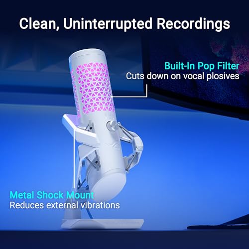 Image of ASUS ROG Carnyx USB Gaming Microphone (25mm Condenser Capsule, 192kHz /24-bit, Cardioid, high-Pass Filter, Built-in pop Filter, Metal Shock Mount, one-Touch Mute, Aura Sync RGB)- Moonlight White