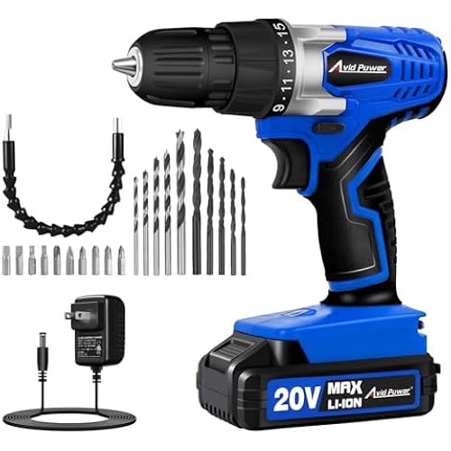 AVID POWER 20V Cordless Electric Drill Set 3/8“ Power Driver Kit for DIY