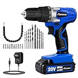 AVID POWER 20V MAX Lithium lon Cordless Drill Set, Power Drill Kit with Battery and Charger, 3/8-Inch Keyless Chuck, Variable Speed, 16 Position and 22pcs Bits (Blue)