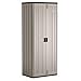 Suncast Tall Storage Cabinet, Platinum Resin Outdoor & Garage Storage Cabinet with Doors & Shelves, Plastic, Weather-Resistant, Lockable, Freestanding Utility Closet for Tools & Supplies, Made in USA