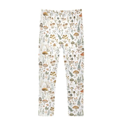 senya Girls Printed Leggings Yoga Pants Mushrooms Wildflowers Leaf for Kids in 4t to 10 Years, 4T