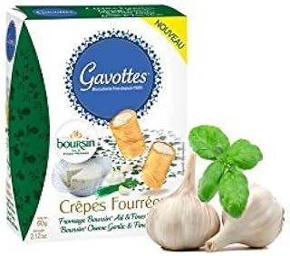 Gavottes Crispy Crêpes Filled with Boursin Cheese Garlic & Fine Herbs "Crepes Fourrees" - 1 Box of 2.12 oz (60 g)