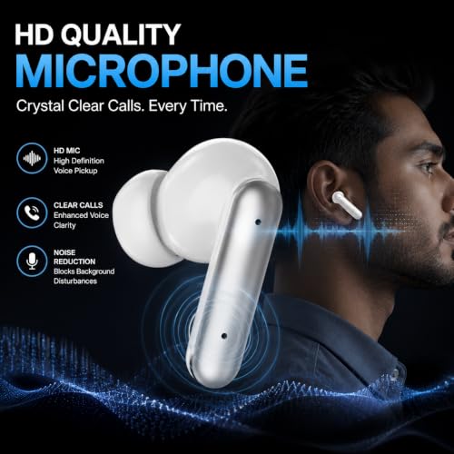 Image of Air Pro True Wireless Bluetooth Earbuds with 32H Playtime, Bluetooth 5.3, ENC HD Mic, Deep Bass, Type-C Fast Charging, Touch Control, Voice Assistant Support for Android & iOS - White