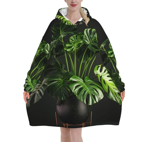 Monstera Deliciosa plaid surdimensionné doux motif palmier bananier adulte