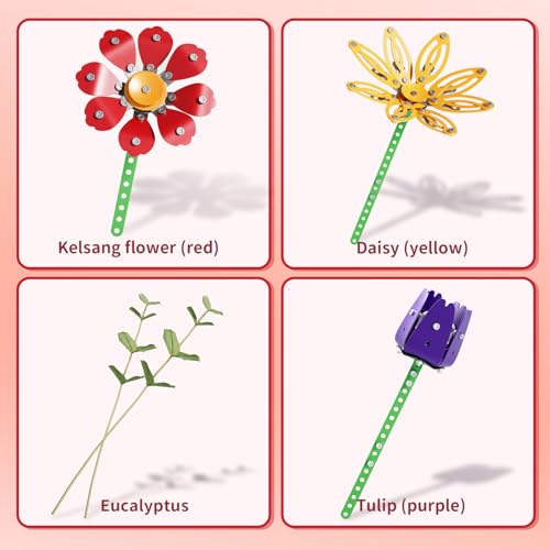 Flower Bouquet Building Kit, STEM Building Projects Toys for Boys Girls Ages 8-12, 227 Pcs DIY STEM Metal Model Assembly Build Flower Set Birthday Toys for Kids Adults 6 7 8 9 10 11 12 Years Old - Image 8