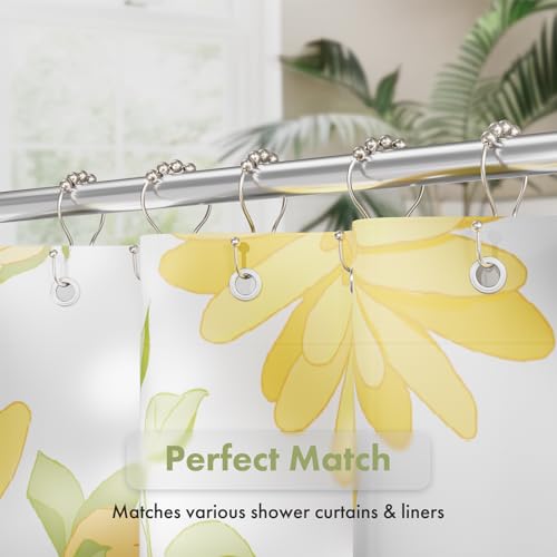 image for AmazerBath Shower Curtain Hooks, Shower Curtain Rings, Metal Nickel Sh