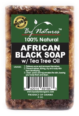 100 % natürliche afrikanische schwarze Seife mit Teebaumöl, 170 ml (1 Stück)