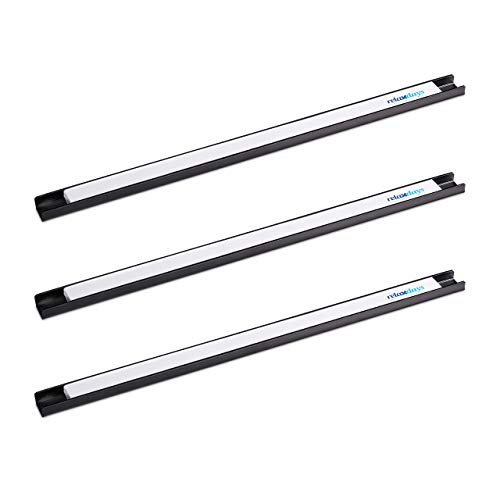 Set de 12 Imanes Herramientas, 45 cm de Largo, Acero, Barras Magnéticas Cuchillos, Taller, Garaje, Negro/Blanco