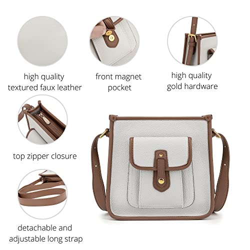 Scarleton Crossbody Bags For Women, Purses And Handbags, Multi Pocket Shoulder Bag, Mini Satchel Bags For Women, H210202A - White/Brown #TOP4