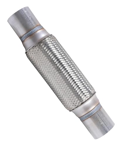 PAIYUE Car Exhaust Pipe Stainless Steel Exhaust Manifold Automobile Replacement Double Braid Heavy Duty Universal Muffler Tube Suitable for Automobiles Trucks Buses and Other Vehicles (2X8/12)