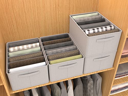 DIGZ-3-Piezas-Organizador-Armario-Ropa-de-Jeans-Camisetas-Fuerte-Apilable-Organizador-Cajones-Plegable-Cajas-Organizadoras-de-Vestidor-que-Ahorra-Espacio-con-8-Compartimentos-38x28x20cm