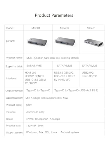 JMT Caja Externa para SSD M.2 NGFF NVM E USB-C miniatura 7