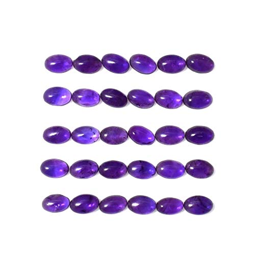 Amethyst Cabs Oval 6x4mm Approximately 13 Carat, February Birthstone, Faceted Plain Top, Lilac Color, Sobriety Stone (2087)