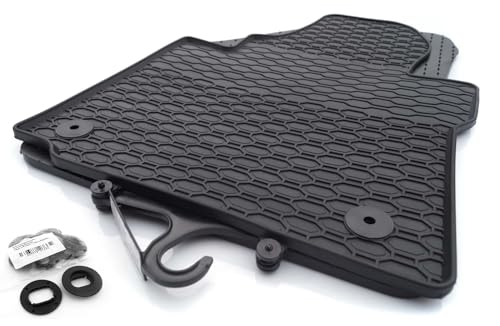 Preisvergleich Produktbild Gummimatten passend für VW Caddy III IV Premium Gummi Matten (Geruchsneutral) Fußmatten Set inkl. Original Befestigung Schwarz