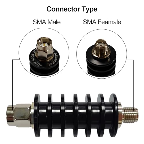 Image of AURSINC 10W 40DB SMA Attenuator Kit, SMA Male to Female RF Attenuator, DC to 3GHz 50 Ohm, Low VSWR (≤1.20) RF Signal Attenuator, for Antennas & Test Equipment (40DB)
