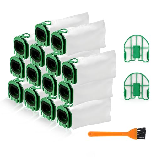 Lot de 14 Sac Aspirateur pour Vorwerk Kobold VB100 FP100,Sacs d'Aspirateur pour Vorwerk avec 2 Filtre moteur et 1 brosse de nettoyage pour Vorwerk Kobold VB100