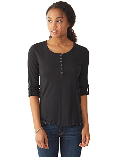 Alternative - Ladies' Rolled Sleeve Scoopneck Henley - 4016