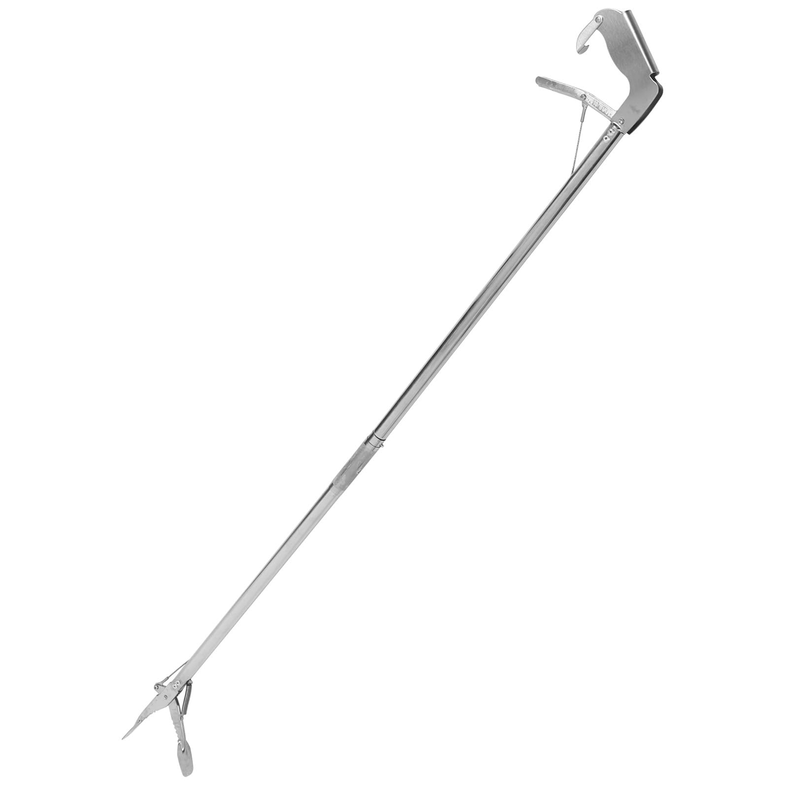 Strumento di Presa in Metallo Clip Pieghevole per Anziani Acciaio Inox 118 CM Utile per Raccolta Oggetti e Pulizia