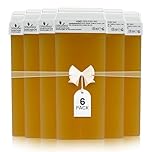 DERMAWAX 6x100ml Honey Roll On Wax Cartridges Refill– Natural Soft Wax for Gentle Hair Removal– For Use with Roll-On Wax Heater & Non-Woven Strips (Not Included)– Legs, Arms, Underarms, Chest & Back