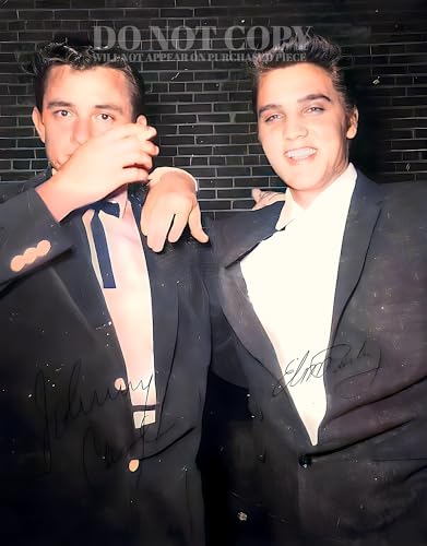 Foto de Elvis y Johnny Cash (11x14") retratando los iconos del rock de la década de 1950