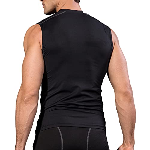 Odoland 5 Pack Men's Sleeveless Shirts, Dry Fit Athletic Base Layer Tank Top, Sports Running Gym Workout Shirts3