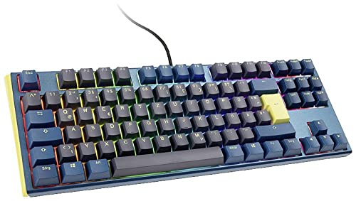 Ducky One 3 Daybreak TKL - Clavier mécanique de Jeu au Format 80% avec Disposition Allemande et switchs Cherry MX Blue, remplaçables à Chaud (Prises Kailh) et éclairage RGB