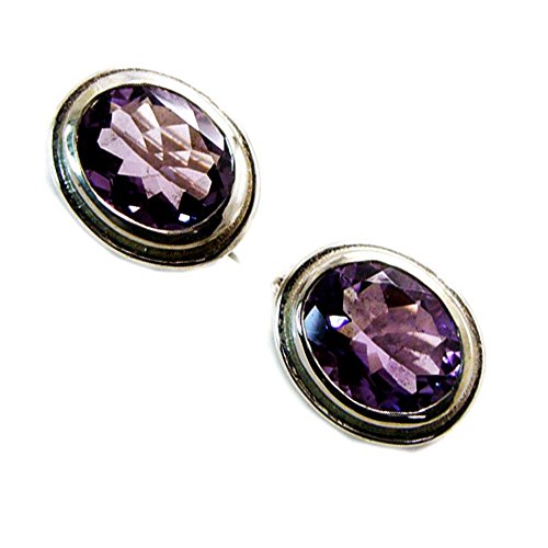 Améthyste boucles d'oreilles femme argent 925 forme ovale
