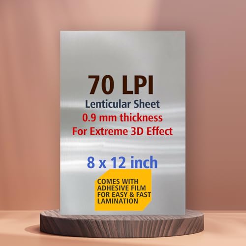 Lenticular Sheet 70 lpi with adhesive backing 8x12 inch for 3D lenticular effect (Pack of 5 sheets)