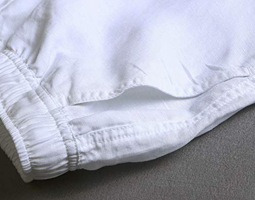 Youhan Men's Fitted Elastic Waistband Cotton Linen Pants with Drawstring2