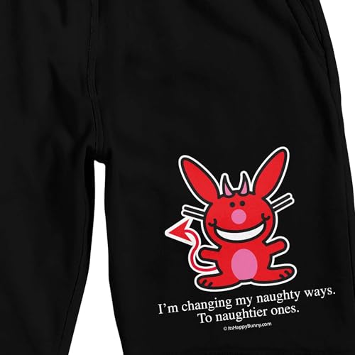 Bioworld It's Happy Bunny I'm Changing My Naughty Ways. To Naughtier Ones Men's Black Sleep Pajama Shorts2