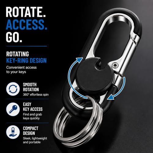 Image of Storite Heavy Duty Metal Carabiner Keychain with Swivel Key Ring, Premium Key Holder for Car, Home & Office Keys