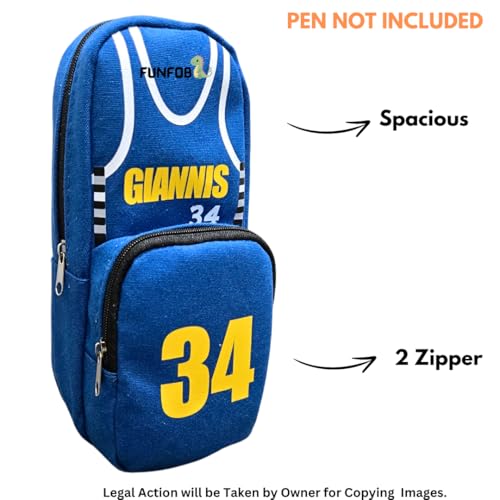 Image of Funfob Soccer Pencil Box for School College for Pen Pencil Soccer Pencil Pouch Travel or Cosmetic Case | Soocer Blue Giannis