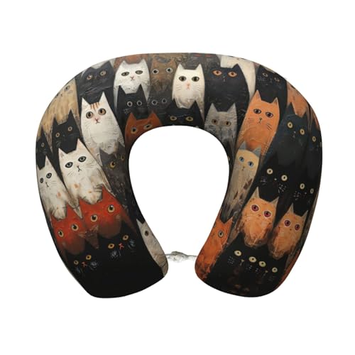 Almohada de viaje cómoda con diseño de gato tamaño estándar miniatura 1