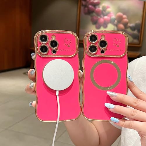 Coque de téléphone plaquée de luxe pour iPhone 15 Pro Max rose girly