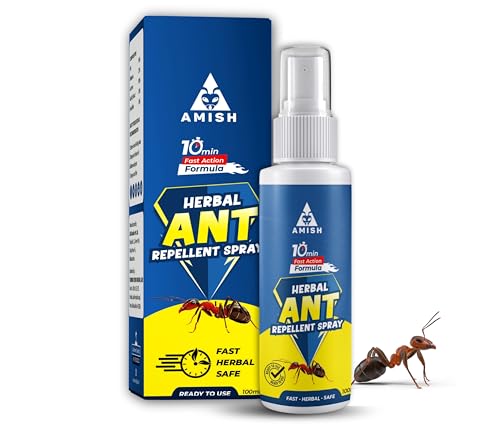 Image of Amish Herbal Ant Spray 100ml (Pack of 10) | 10-Minute Action Formula | Eliminates Complete Ant Infestation & 21 Types of Ants | Powerful 100% Organic, Chemical-Free Repellent for Home, Kitchen, Office & Garden
