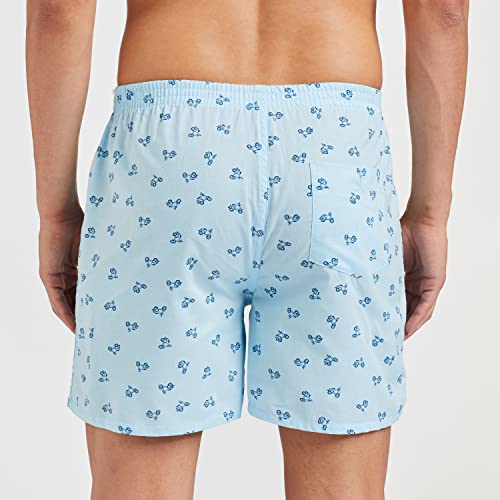 Image of Longies Cotton Mens Boxers Pack of 3 Regular Printed (LGBOXPO3VOO3 Sky Blue,Yellow,Blue3359 L)