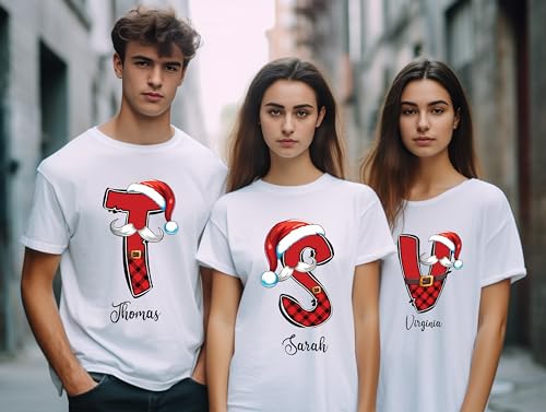 Custom Name Christmas Monogram Family Shirt, Christmas Alphabet Shirt, Christmas Family Group Shirt, Custom Xmas2