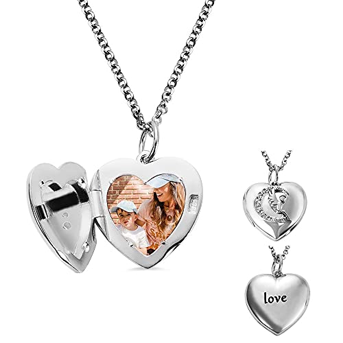 Heart Angel Custom Photo Locket Necklace For Women Brass Personalized Engraved Memorial Picture Locket Pendant Necklace For Mom Inspirational Jewelry Birthday Christmas Gifts For Her Grandmother #TOP25