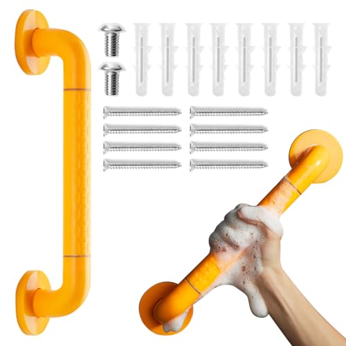 Image of HANNEA Stainless Steel Grab Bar for Bathroom, 11.8 Inch, Wall Mounted | Grab Handle for Bathroom, Anti-Slip Support, Screw Fixing, Stainless Steel, Senior Citizen Use