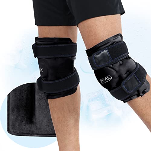 Revix Ice Packs For Knee Injuries Reusable, Gel Ice Wraps With Cold Compression For Injury And Post-Surgery, Plush Cover And Hands-Free Application, A Set Of Two, Black #TOP26