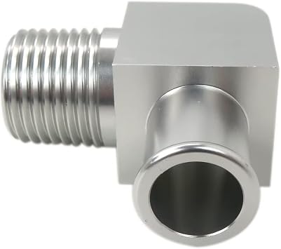 Intake Manifold Chrome Billet Aluminum 90 Deg Fitting 1/2 NPT to 5/8 Hose Barb Heater Water Pump