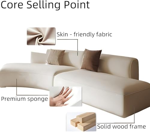 Image of Shie Wood Art Modern 4 Seater Seactional Sofa Modular Design Lounger in Velvet Fabric Sofa for Living Room, Bedroom, Hallways (4 Seater Sectional C)