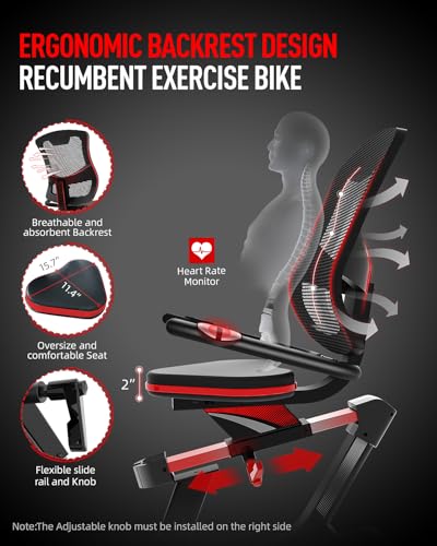 HARISON Pro Recumbent Exercise Bike 400 lbs Capacity, Magnetic Recumbent bike for Adult and Seniors, Recumbent Stationary bike for Home with Smart Bluetooth App, 2 in 1 LCD Monitor and Tablet Holder