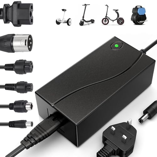 Electric Scooter Charger, 42V 2A Universal Hoverboard Charger for 36V Li-ion Batteries with 6 Connections, for Xiaomi Scooter, Electric Bike, Mobility Scooter, Self-Balancing Scooter