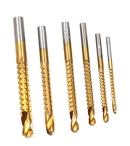 6 piezas de brocas para sierra de ranura con recubrimiento de titanio para carpintería, madera, metal y plástico, brocas de perforación de 3 a 8 mm miniatura 1