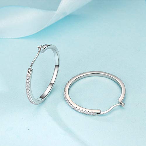 925 Sterling Silver Hoops Big Round Loops Earrings Paved Zircon Halo CZ Women Ear Jewelry 20 30 40mm4
