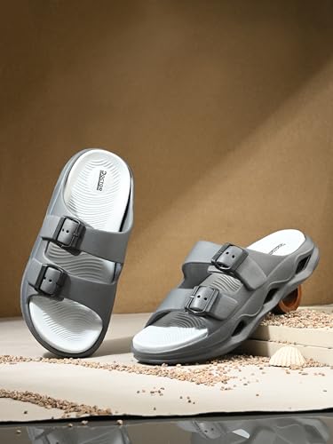 Image of DOCTOR HEALTH SUPER SOFT Men EVA Double Strap Sandals | Adjustable Buckle Comfort Slides | Lightweight Anti-Slip Casual Sandals for Indoor Outdoor Everyday Wear