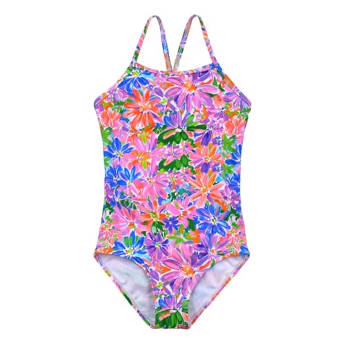 Image of Girls One-Piece Swimsuit with Adjustable Straps, Quick-Dry Design, Perfect for Pool, Beach, Surfing, Ages 2-12